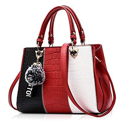 NICOLE & DORIS Dames handtas schoudertas dames tassen mode retro PU lederen handtas, Rood1 NICOLE & DORIS Dames handtas schoudertas dames tassen mode retro PU lederen handtas, Rood1