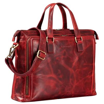 STILORD 'Claire' Business Bag Dames Leder 15 inch laptoptas DIN A4 retro aktetas grote schoudertas en handtas kantoor, Kleur:kara rood L STILORD 'Claire' Business Bag Dames Leder 15 inch laptoptas DIN A4 retro aktetas grote schoudertas en handtas kantoor, Kleur:kara rood L