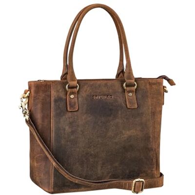 STILORD "Abigail" Werktas voor dames, leer, shopper, vintage, voor dames, handtas, elegant, zakelijke tas, computer, 13,3 inch, echt leer, kleur: middenbruin, Kreta Bruin, L, Schoudertas STILORD "Abigail" Werktas voor dames, leer, shopper, vintage, voor dames, handtas, elegant, zakelijke tas, computer, 13,3 inch, echt leer, kleur: middenbruin, Kreta Bruin, L, Schoudertas