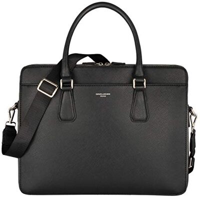David Jones Zakelijke handtas aktetas van hard PU-leer voor heren Schooltas Werk Laptoptas Multi Pocket Handdoekkoffer Zakelijke Professionele Schouderriem Zwart Eén maat David Jones Zakelijke handtas aktetas van hard PU-leer voor heren Schooltas Werk Laptoptas Multi Pocket Handdoekkoffer Zakelijke Professionele Schouderriem Zwart Eén maat