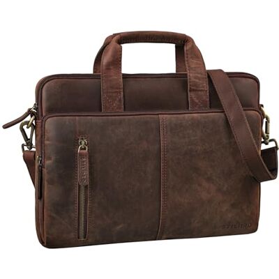 STILORD Raihn Schoudertas van echt leer voor 15,6 inch laptop, voor werk, reizen, zaken, Zamora Bruin, M, Handdoek STILORD Raihn Schoudertas van echt leer voor 15,6 inch laptop, voor werk, reizen, zaken, Zamora Bruin, M, Handdoek