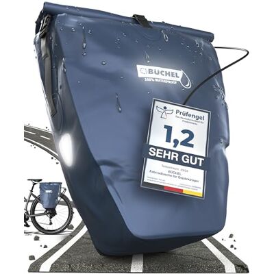 Büchel Fietstas voor bagagedrager, 25,4 l, 100% waterdicht, met draaggreep en schouderriem, fietstas voor bagage, bagagedrager, fietstas achter Büchel Fietstas voor bagagedrager, 25,4 l, 100% waterdicht, met draaggreep en schouderriem, fietstas voor bagage, bagagedrager, fietstas achter