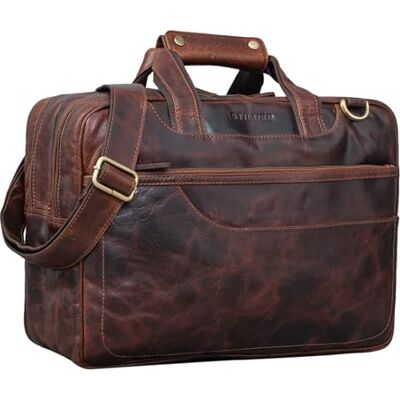 STILORD Astor Vintage schoudertas van echt leer voor dames en heren, Florida Bruin, Koffer STILORD Astor Vintage schoudertas van echt leer voor dames en heren, Florida Bruin, Koffer