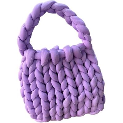 FGUJSUR Gehaakte dameshandtas, casual tas, portemonnee, gebreide tas gemaakt, Paars, Eén maat FGUJSUR Gehaakte dameshandtas, casual tas, portemonnee, gebreide tas gemaakt, Paars, Eén maat