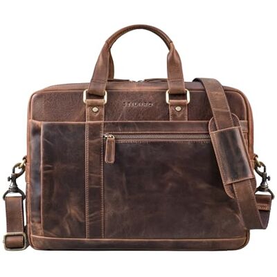 STILORD "Nico" Vintage schoudertas van leer Handdoektas van echt leer met laptopvak 15,6 inch Grote Messenger Bag voor dames en heren Kleur: zwart, Soria bruin, L, Handdoek STILORD "Nico" Vintage schoudertas van leer Handdoektas van echt leer met laptopvak 15,6 inch Grote Messenger Bag voor dames en heren Kleur: zwart, Soria bruin, L, Handdoek