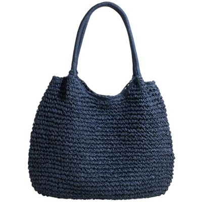 EcoGleam Rieten tas voor dames, zomerhandtas, strandtas, gevlochten schoudertas, grote geweven tas, Blauw 470 mm x 370 mm x 20 mm / 18,5 Zoll x 14,57 Zoll x 0,79 Zoll EcoGleam Rieten tas voor dames, zomerhandtas, strandtas, gevlochten schoudertas, grote geweven tas, Blauw 470 mm x 370 mm x 20 mm / 18,5 Zoll x 14,57 Zoll x 0,79 Zoll