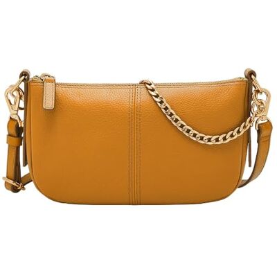 Fossil Jolie Brown Leather or Suede Crossbody Bag voor Dames Geel Ork L Fossil Jolie Brown Leather or Suede Crossbody Bag voor Dames Geel Ork L