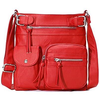 FANDARE Lichte Schoudertas Handtassen Schoudertassen Vrouwen Draagtas Schoudertas PU Leer Waterdicht Tiener Draagbare Portemonnee Reizen Werk School Telefoon Crossbody Bag, Rood, L FANDARE Lichte Schoudertas Handtassen Schoudertassen Vrouwen Draagtas Schoudertas PU Leer Waterdicht Tiener Draagbare Portemonnee Reizen Werk School Telefoon Crossbody Bag, Rood, L