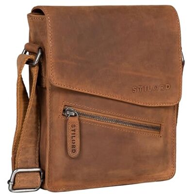 STILORD "Steve" Kleine schoudertas voor heren, leer, messengertas, handtas, vintage, DIN A5, echt leer, kleur: bruin scuro STILORD "Steve" Kleine schoudertas voor heren, leer, messengertas, handtas, vintage, DIN A5, echt leer, kleur: bruin scuro