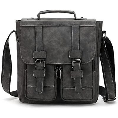 FANDARE Schoudertassen voor heren, leren tas, schoudertas, handtas, voor werk, reizen, business, universiteit, school, multifunctioneel, schoudertas, grijs., L, Stijlvol FANDARE Schoudertassen voor heren, leren tas, schoudertas, handtas, voor werk, reizen, business, universiteit, school, multifunctioneel, schoudertas, grijs., L, Stijlvol