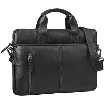 STILORD Raihn Laptoptas, echt leer, 15,6 inch, schoudertas, voor werk, reizen, zakelijk, zwart., M, Handdoek STILORD Raihn Laptoptas, echt leer, 15,6 inch, schoudertas, voor werk, reizen, zakelijk, zwart., M, Handdoek