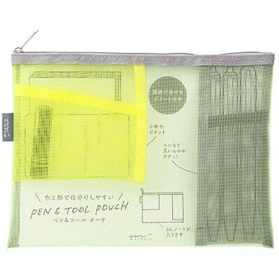 Midori Mesh-tas, pennenetui, gereedschap, groen gestippeld Midori Mesh-tas, pennenetui, gereedschap, groen gestippeld