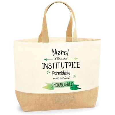 Planetee Onvergetelijke schooltas, strandtas, boodschappentas, katoen en jute, cadeau-idee voor dames 42 x 15 x 35 cm Planetee Onvergetelijke schooltas, strandtas, boodschappentas, katoen en jute, cadeau-idee voor dames 42 x 15 x 35 cm