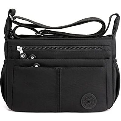 FANDARE Lichtgewicht Schoudertas Dames Schoudertassen Sling Draagtas Schoudertas Waterdicht Nylon voor Reizen School Sport Winkelen Crossbody Bag, Zwart, L, Vintage FANDARE Lichtgewicht Schoudertas Dames Schoudertassen Sling Draagtas Schoudertas Waterdicht Nylon voor Reizen School Sport Winkelen Crossbody Bag, Zwart, L, Vintage