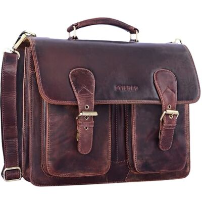 STILORD "Denver" Grote zwarte tas voor heren, van echt leer, aktetas voor laptop 15,6 16 cm, vintage, lerarenhanddoek of tas voor cursussen, Kara Bruin, L, Handdoek STILORD "Denver" Grote zwarte tas voor heren, van echt leer, aktetas voor laptop 15,6 16 cm, vintage, lerarenhanddoek of tas voor cursussen, Kara Bruin, L, Handdoek