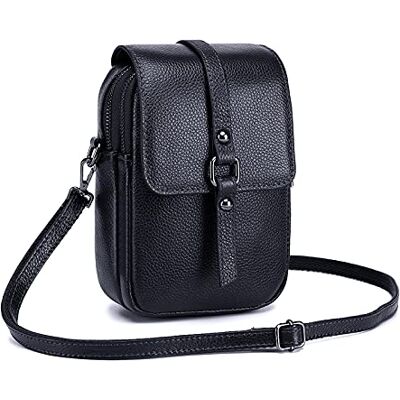 FANDARE Schoudertassen Kleine Telefoon Tassen Lederen Handtas Vrouwen Portemonnee Creditcard Pouch Crossbody Bag, Zwart, L FANDARE Schoudertassen Kleine Telefoon Tassen Lederen Handtas Vrouwen Portemonnee Creditcard Pouch Crossbody Bag, Zwart, L