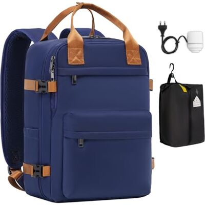 Coolife Ryanair handbagagerugzak, 40 × 20 × 25 cm, reisrugzak, vliegtuig, 20 liter, kleine handbagage, cabineformaat, handtas met laptopvak, voor weekend, korte reizen, Blauw/Bruin Coolife Ryanair handbagagerugzak, 40 × 20 × 25 cm, reisrugzak, vliegtuig, 20 liter, kleine handbagage, cabineformaat, handtas met laptopvak, voor weekend, korte reizen, Blauw/Bruin