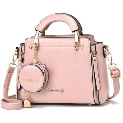NICOLE & DORIS SAC Elegante schouderriem van PU-leer, roze, L, kleine crossbody tas voor meisjes NICOLE & DORIS SAC Elegante schouderriem van PU-leer, roze, L, kleine crossbody tas voor meisjes