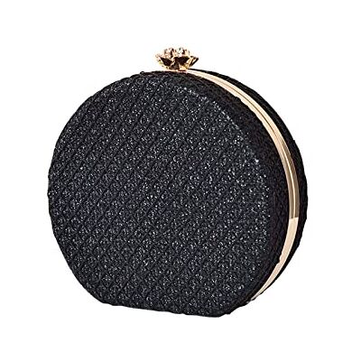 CORIOS Avondtas voor dames, ronde tas, handtas, PU-leer, clutch, draagtas, bruiloft, schoudertas, voor feest, banket, bruiloft, bal, zwart, L, koppeling CORIOS Avondtas voor dames, ronde tas, handtas, PU-leer, clutch, draagtas, bruiloft, schoudertas, voor feest, banket, bruiloft, bal, zwart, L, koppeling