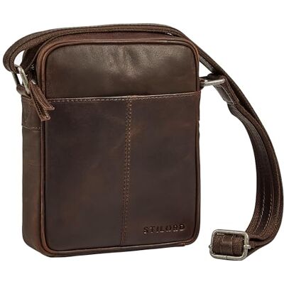 STILORD "Nilo" Elegante schoudertas voor heren, leer, zwart, crossbody-tas, tas van echt leer, kleine tas voor tablet van 8,3 inch met veel vakken, Zamora Bruin, S S STILORD "Nilo" Elegante schoudertas voor heren, leer, zwart, crossbody-tas, tas van echt leer, kleine tas voor tablet van 8,3 inch met veel vakken, Zamora Bruin, S S