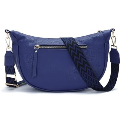 Vezluax Schoudertas voor dames, heuptas voor dames, PU-leer, elegant, halve maan, crossbody met brede verstelbare riem, kleine tas voor reizen en dagelijks gebruik, Donkerblauw, riem Vezluax Schoudertas voor dames, heuptas voor dames, PU-leer, elegant, halve maan, crossbody met brede verstelbare riem, kleine tas voor reizen en dagelijks gebruik, Donkerblauw, riem