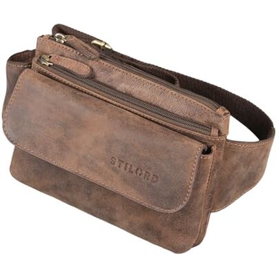 STILORD 'Atlanta' Vintage heuptas, leer, heuptas, verstelbaar, buiktas, ideaal voor sport, reizen, clutch voor heren en dames, Veleta Bruin, S STILORD 'Atlanta' Vintage heuptas, leer, heuptas, verstelbaar, buiktas, ideaal voor sport, reizen, clutch voor heren en dames, Veleta Bruin, S