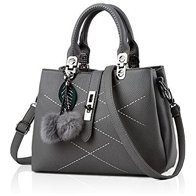 NICOLE & DORIS Dames handtas schoudertas dames tassen mode retro PU lederen handtas, grijs. NICOLE & DORIS Dames handtas schoudertas dames tassen mode retro PU lederen handtas, grijs.
