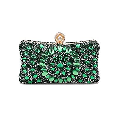 CORIOS Avondtas van strass, dames, diamant, clutch, elegant, tassen, handtas, bruid, ceremonie, bruiloft, feest, cocktailtas, portemonnee, Groen, L, Koppeling CORIOS Avondtas van strass, dames, diamant, clutch, elegant, tassen, handtas, bruid, ceremonie, bruiloft, feest, cocktailtas, portemonnee, Groen, L, Koppeling