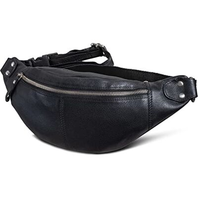 ROYALZ Leren heuptas "Miami" voor dames en heren, uniseks, vintage look, borstzak, crossbody bag, zwart, M, zwart. ROYALZ Leren heuptas "Miami" voor dames en heren, uniseks, vintage look, borstzak, crossbody bag, zwart, M, zwart.