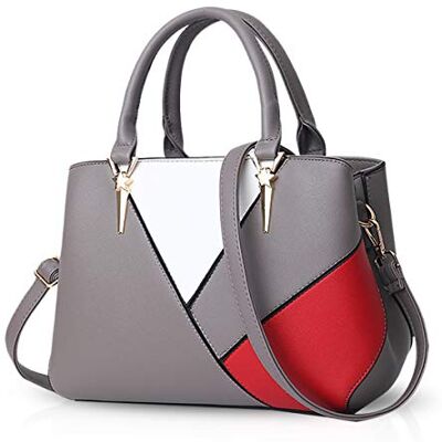 NICOLE & DORIS Handtassen Schouderriem Dames Handtas Kleurrijke Tas Trend Tas PU Leer Schoudertas voor Stad Reizen Winkelen, grijs., Stijlvol NICOLE & DORIS Handtassen Schouderriem Dames Handtas Kleurrijke Tas Trend Tas PU Leer Schoudertas voor Stad Reizen Winkelen, grijs., Stijlvol