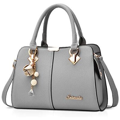 NICOLE & DORIS Handtas voor dames, modieus, handtassen, schoudertassen, elegant, schoudertas, PU-leer, boodschappentas, voor shopper, feest, dagelijks gebruik, lichtgrijs, L, chic L NICOLE & DORIS Handtas voor dames, modieus, handtassen, schoudertassen, elegant, schoudertas, PU-leer, boodschappentas, voor shopper, feest, dagelijks gebruik, lichtgrijs, L, chic L