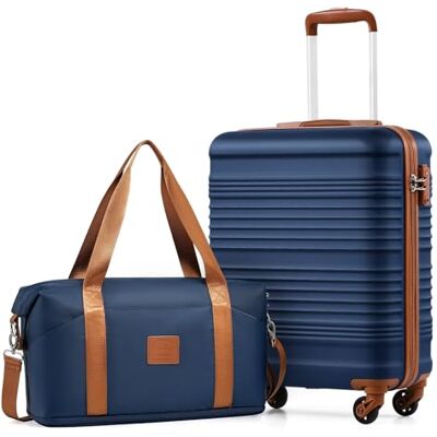 Coolife Handbagage 55 x 35 x 20 cm voor luchtvaartmaatschappijen Ryanair lichte handbagage met TSA-slot en 4 zwenkwielen, Blauw-bruin, Klassiek Coolife Handbagage 55 x 35 x 20 cm voor luchtvaartmaatschappijen Ryanair lichte handbagage met TSA-slot en 4 zwenkwielen, Blauw-bruin, Klassiek