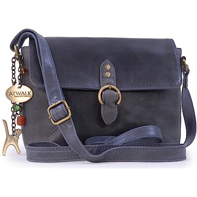 Tigi Kleine schoudertas voor dames van vintage leer Boodschappentas Crossbody tas met verstelbare schouderriem FREYA Blauw M Tigi Kleine schoudertas voor dames van vintage leer Boodschappentas Crossbody tas met verstelbare schouderriem FREYA Blauw M
