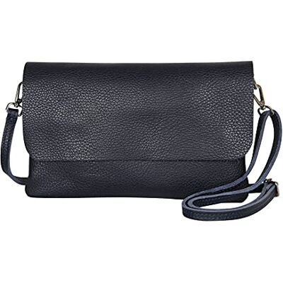 AmbraModa GLX11 Dames schoudertas, clutch, mobiele telefoon case van echt leer met afneembare en verstelbare schouderriem, geschikt voor mobiele telefoons en tablets tot 7 inch, donkerblauw 24 x 14 cm AmbraModa GLX11 Dames schoudertas, clutch, mobiele telefoon case van echt leer met afneembare en verstelbare schouderriem, geschikt voor mobiele telefoons en tablets tot 7 inch, donkerblauw 24 x 14 cm