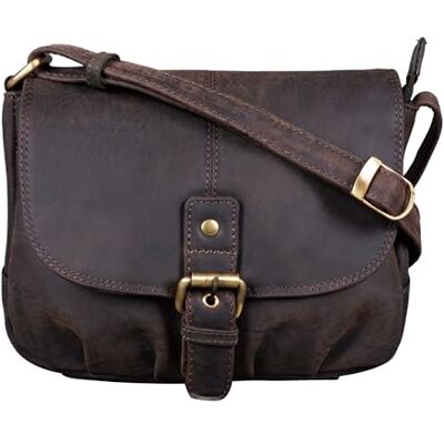 STILORD "Iris" Kleine handtas van leer voor dames, vintage schoudertas voor uitgaan, feestjes en dagelijks gebruik, tas van echt leer, kleur: bruin donker S STILORD "Iris" Kleine handtas van leer voor dames, vintage schoudertas voor uitgaan, feestjes en dagelijks gebruik, tas van echt leer, kleur: bruin donker S