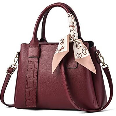 NICOLE & DORIS Mode Tas Lichtgewicht Schoudertas Elegante PU Lederen Draagtas Schoudertas Lange Riem, Bourgondië NICOLE & DORIS Mode Tas Lichtgewicht Schoudertas Elegante PU Lederen Draagtas Schoudertas Lange Riem, Bourgondië