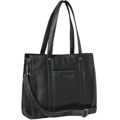 STILORD "Ariana" handtas voor dames, leer, elegant, schoudertas, voor MacBooks 13,3 inch, grote zakelijke tas voor werk, echt leer, kleur: zwart STILORD "Ariana" handtas voor dames, leer, elegant, schoudertas, voor MacBooks 13,3 inch, grote zakelijke tas voor werk, echt leer, kleur: zwart
