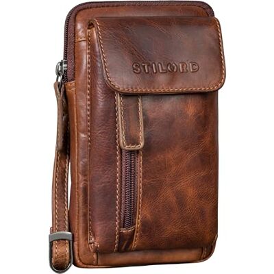 STILORD "Mael" 2-in-1 schoudertas voor heren, leer, kleine tas, mobiele telefoon, riem, heren, mini-tassen, vintage, crossbody tas, heren, echt leer, kleur: zwart, Salerno Bruin, S, Schoudertas STILORD "Mael" 2-in-1 schoudertas voor heren, leer, kleine tas, mobiele telefoon, riem, heren, mini-tassen, vintage, crossbody tas, heren, echt leer, kleur: zwart, Salerno Bruin, S, Schoudertas