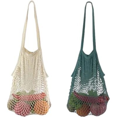 deegbbyi Set van 2 katoenen touw strandnetzakken, herbruikbare boodschappennetzakken, wasbare katoenen multifunctionele tassen voor winkelen en opbergen M deegbbyi Set van 2 katoenen touw strandnetzakken, herbruikbare boodschappennetzakken, wasbare katoenen multifunctionele tassen voor winkelen en opbergen M