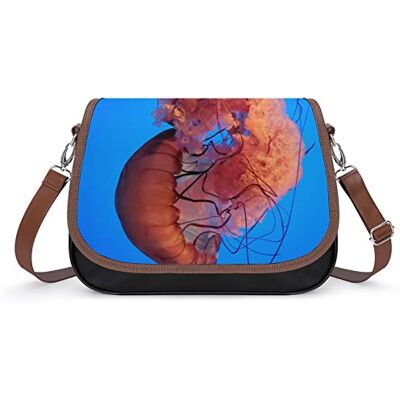 LafalPer Schoudertassen en schoudertassen voor dames, handtas, bedrukt, van PU-leer, schoudertas, modieus, elegant, kwal, rood, Kleur: zwart., 31×11×22cm LafalPer Schoudertassen en schoudertassen voor dames, handtas, bedrukt, van PU-leer, schoudertas, modieus, elegant, kwal, rood, Kleur: zwart., 31×11×22cm