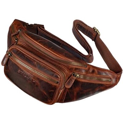 STILORD "Caspar" Grote heuptas van leer, vintage heuptas voor dames en heren, schoudertas, tas voor joggen, festival en reizen, echt leer, kleur: kara, cognac STILORD "Caspar" Grote heuptas van leer, vintage heuptas voor dames en heren, schoudertas, tas voor joggen, festival en reizen, echt leer, kleur: kara, cognac