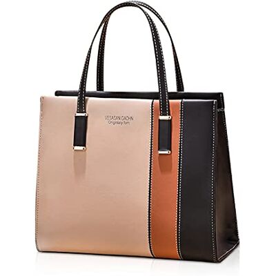FANDARE Elegante handtas, schoudertas, boodschappentassen, dames, PU-leer, waterdicht, schooltas, schoudertas, winkelen, school, reizen, schouderkleding, kaki, L, elegant FANDARE Elegante handtas, schoudertas, boodschappentassen, dames, PU-leer, waterdicht, schooltas, schoudertas, winkelen, school, reizen, schouderkleding, kaki, L, elegant