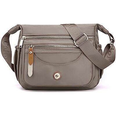 FANDARE Ultralichte schoudertas voor dames met brede verstelbare riem en schoudertas voor outdoor, training, reizen, winkelen, dagelijks gebruik, grijs, L, retro FANDARE Ultralichte schoudertas voor dames met brede verstelbare riem en schoudertas voor outdoor, training, reizen, winkelen, dagelijks gebruik, grijs, L, retro