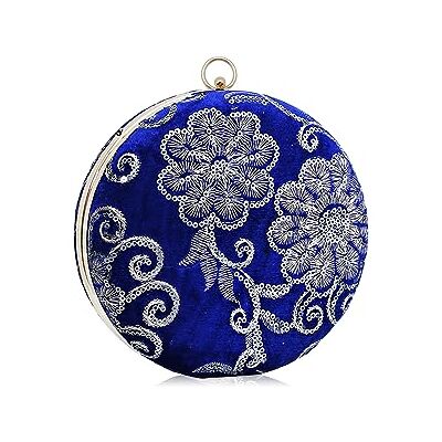 CORIOS Ronde Clutch Vrouwen Clutch Clutch Bloemen Fluwelen Avondtas Bruid Schouder Handtassen Elegante Schoudertas Ketting Tote Tassen voor Ceremonie Bruiloft Cocktail Party, Blauw, Koppeling CORIOS Ronde Clutch Vrouwen Clutch Clutch Bloemen Fluwelen Avondtas Bruid Schouder Handtassen Elegante Schoudertas Ketting Tote Tassen voor Ceremonie Bruiloft Cocktail Party, Blauw, Koppeling