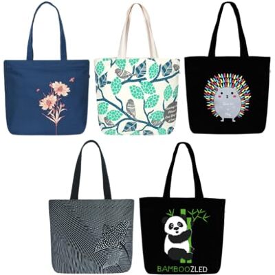 Eco Right Ecoright Canvas schoudertas casual handtas met binnenzak voor school, werktas, damestas, natuurlijke mus en zwart, utility grote tassen, grote tassen 5 stuks, Grote totes 5 stuks, Eén maat Eco Right Ecoright Canvas schoudertas casual handtas met binnenzak voor school, werktas, damestas, natuurlijke mus en zwart, utility grote tassen, grote tassen 5 stuks, Grote totes 5 stuks, Eén maat