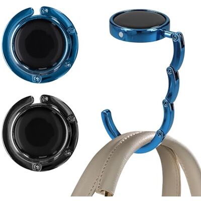 kwmobile 2 handtashouders voor tafel, gadget, handtas voor tafel, kantoor, metalen haakhouder, opvouwbaar, zilverkleurig, Donkerblauw-zwart, Minimalistisch kwmobile 2 handtashouders voor tafel, gadget, handtas voor tafel, kantoor, metalen haakhouder, opvouwbaar, zilverkleurig, Donkerblauw-zwart, Minimalistisch