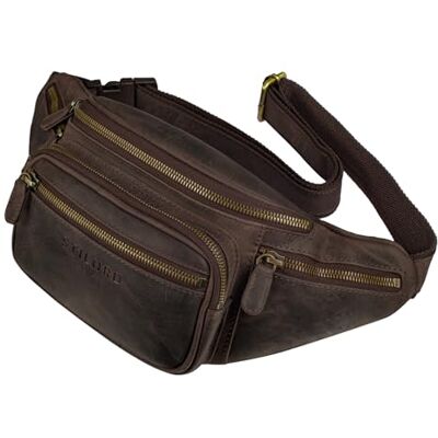 STILORD "Caspar" Grote heuptas van leer, vintage heuptas voor dames en heren, schoudertas, tas voor joggen, festival en reizen, echt leer, kleur: bruin donker STILORD "Caspar" Grote heuptas van leer, vintage heuptas voor dames en heren, schoudertas, tas voor joggen, festival en reizen, echt leer, kleur: bruin donker