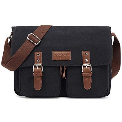 FANDARE Vintage Schoudertassen Canvas Schoudertas Uitbreidbaar Messenger Bag Heren Dames Schoudertassen Briefcase Reistas Zakelijk Universiteit Canvas Crossbody Bag, Zwart, L, Vintage FANDARE Vintage Schoudertassen Canvas Schoudertas Uitbreidbaar Messenger Bag Heren Dames Schoudertassen Briefcase Reistas Zakelijk Universiteit Canvas Crossbody Bag, Zwart, L, Vintage