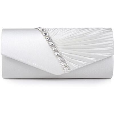 Damara Elegante strass-steen dames avondtas handtas, wit, Large Damara Elegante strass-steen dames avondtas handtas, wit, Large