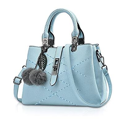 NICOLE & DORIS Dames handtas schoudertas dames tassen mode retro PU lederen handtas, Blauwe Azure NICOLE & DORIS Dames handtas schoudertas dames tassen mode retro PU lederen handtas, Blauwe Azure